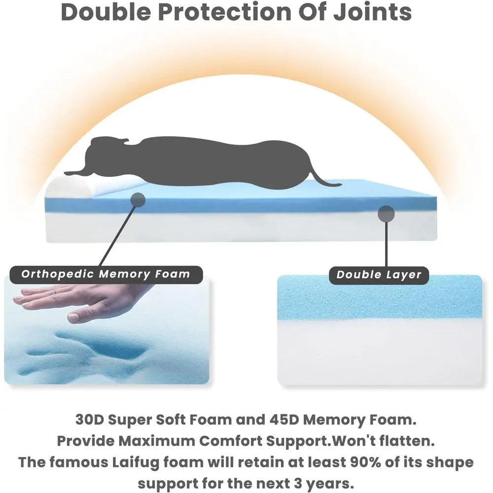 Large Orthopedic Dog Bed with Pillow, Waterproof Liner & Washable Cover, Black and White Plaid