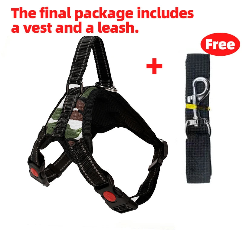 Adjustable Dog Cat Harness With leash Outdoor Small Medium Large Pet Chest Strap Dog Walking Training No Pull Saddle Vest Collar