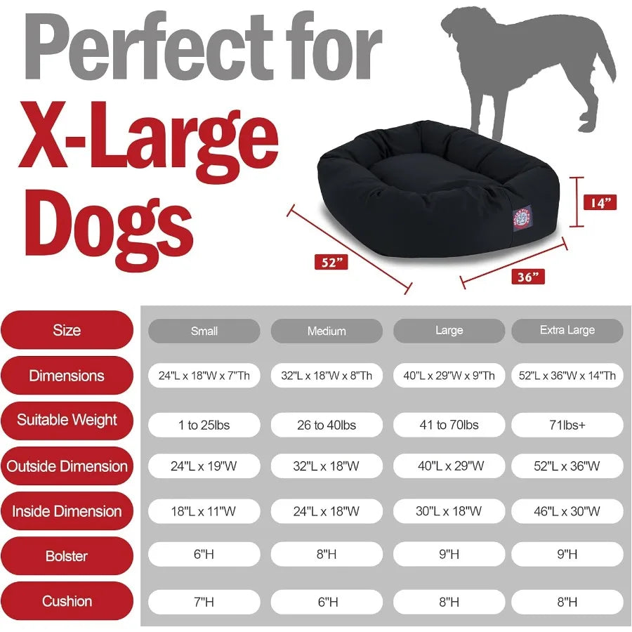 52 Inch Bagel Calming Dog Bed Washable Cozy Soft Round Pet Bed with Spine Support for Dogs to Rest Their Head Fluffy Donut Pupp