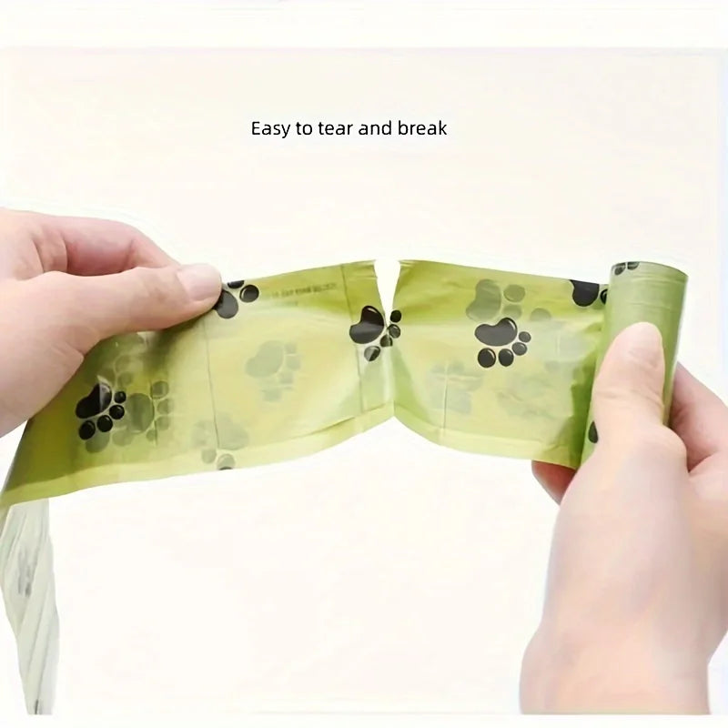 210pcs/14rolls Leak-Proof & Odor-Proof Thickened Pet Feces Bags with Paw Print Design - Easy Cleanup, Polyethylene Material