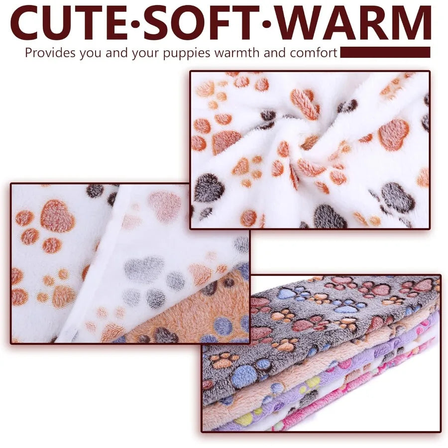 Blankets Super Soft and Warm Fleece Flannel Pet Blanket Cats Dogs Cute Paw Print Pet Throw Puppy Blankets Fleece Grey Paw Small