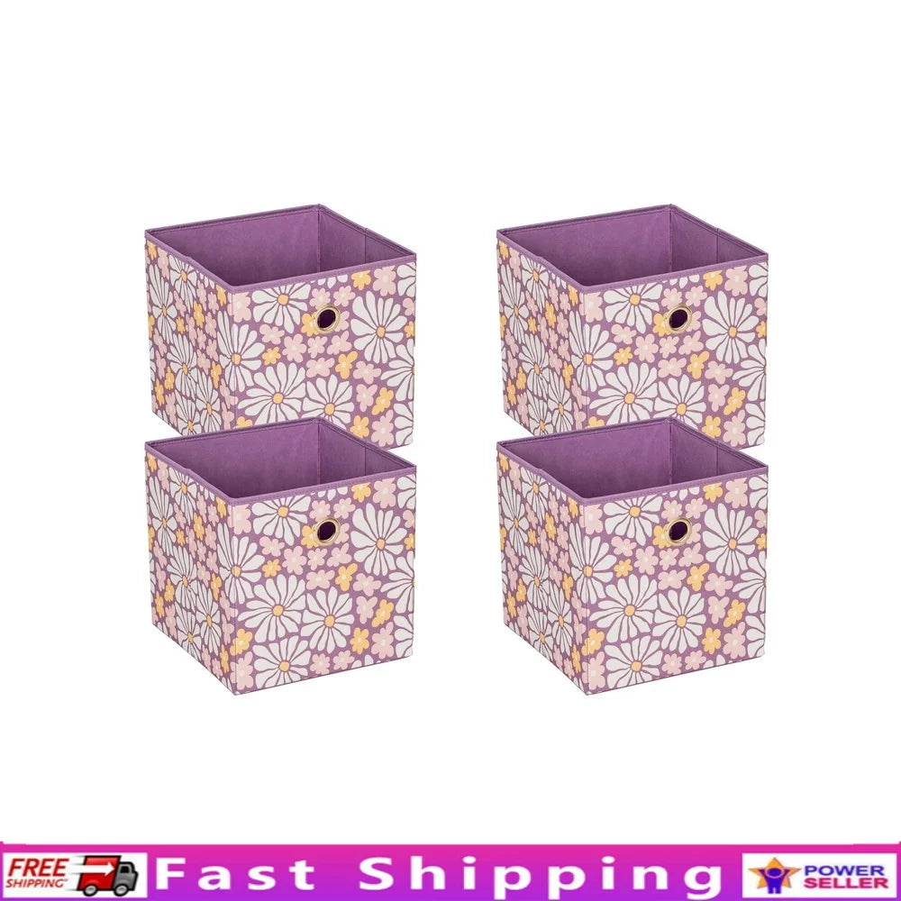 Whisker & Wag Cubes – Foldable Pet Toy Bins (Set of 4) Collapsible Fabric Storage Bins 4 Pack Square Bins Home Organization Durable Polyester Ideal Closet Bedroom Living Room Toy storage