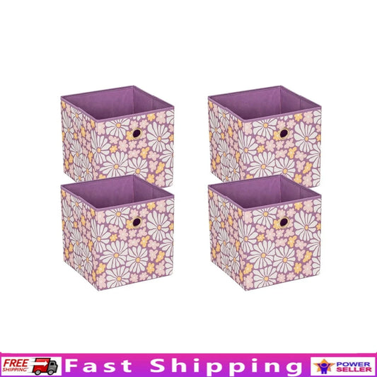 Whisker & Wag Cubes – Foldable Pet Toy Bins (Set of 4) Collapsible Fabric Storage Bins 4 Pack Square Bins Home Organization Durable Polyester Ideal Closet Bedroom Living Room Toy storage