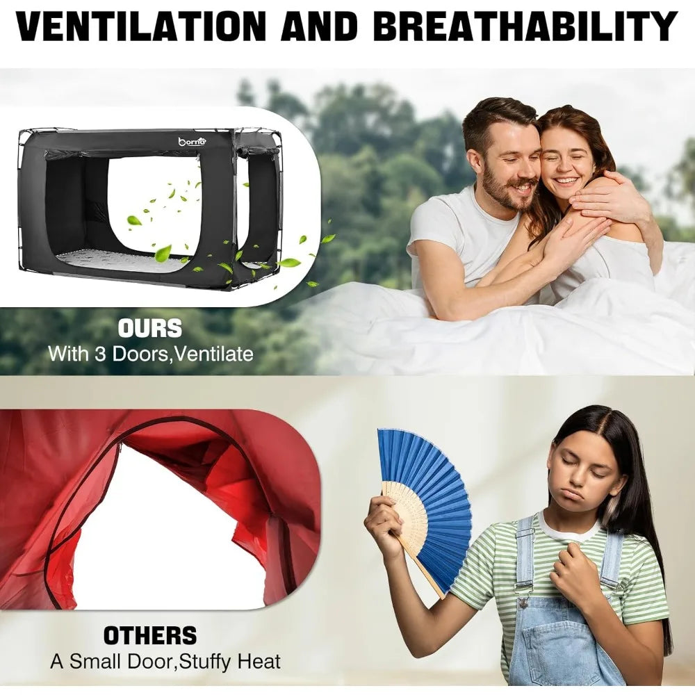 Borna Bed Tent Bed Canopy Twin Size, Portable Sleeping Tents Dream Tents Indoor for Kids and Adult, Breathable Privacy Space on