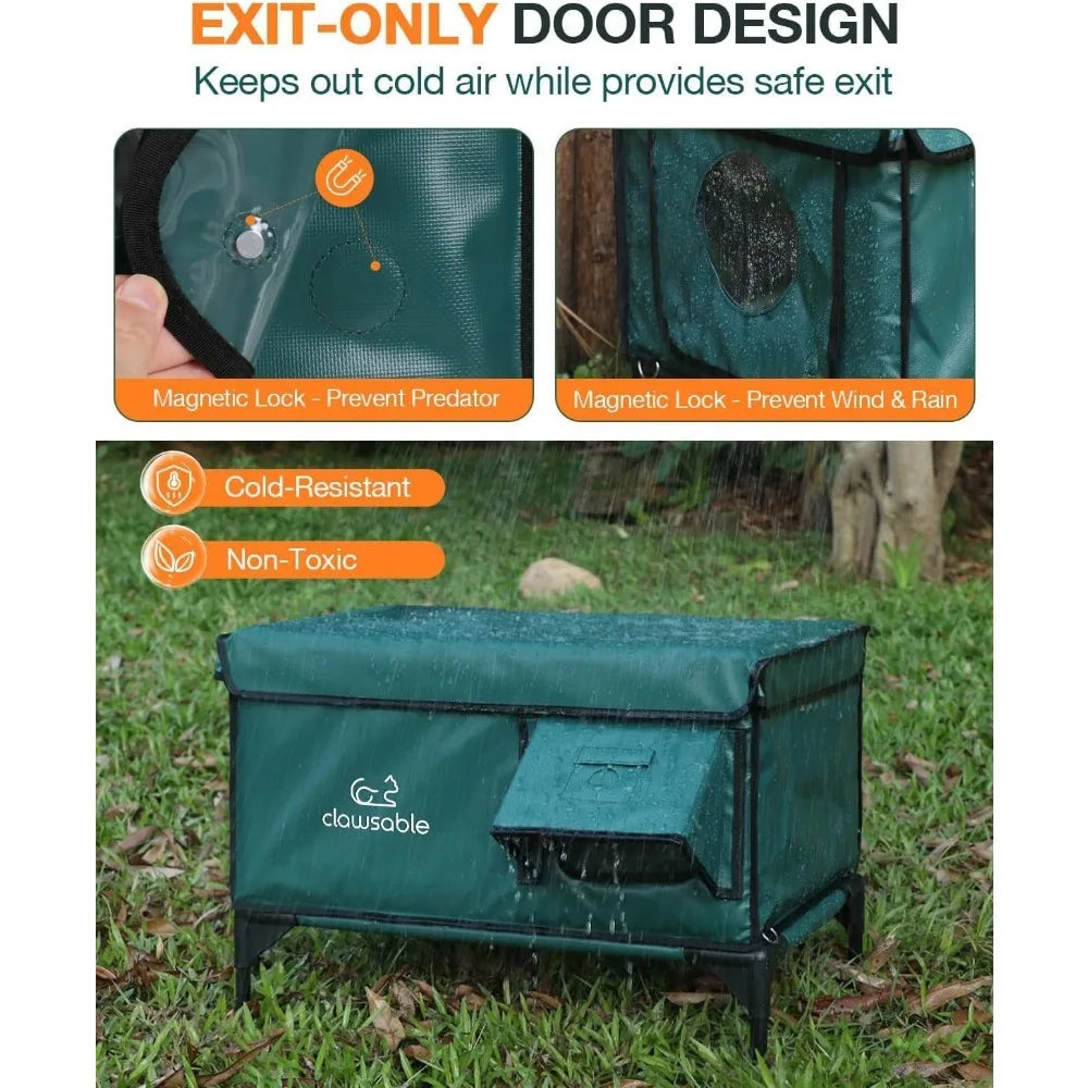 Outdoor Insulated Cat Shelter with Waterproof Design and Safe Escape Door for Winter Heating