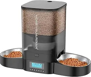 3.5L Automatic Cat Feeder for Two Cats, Food Dispenser with Stainless Steel Bowl,Timed Cat Feeder Programmable 1-6 Meals Contro