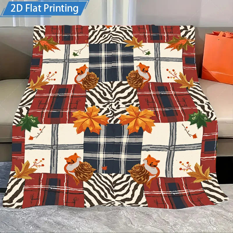 1pc Flannel Blanket Cute Cats & Mushrooms Print Blanket, Cozy Forest Theme Fleece Throw, Soft Home Decor