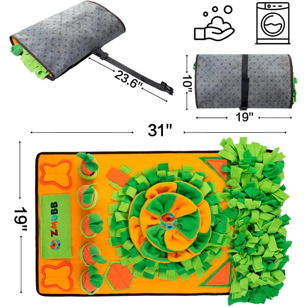 Pet Snuffle Mat for Dogs Sniff Mat Nosework Feeding Mat Slow Feeder Interactive Dog Puzzle Toys for Training and Stress Relief E