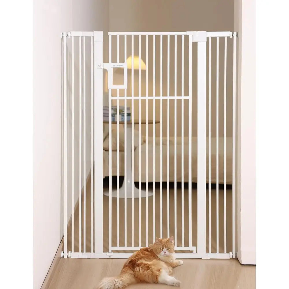 Upgraded 55" Extra Tall Pet Gate for Cat, 29-43" Auto Close Cat Gate for Doorways/Stairs/Hallways, NO Drilling Pressure Mounted