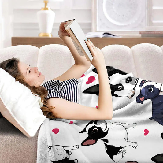 1pc Adorable Fleece Dog Blanket - Soft, Cozy, Lightweight, Warm, Flannel Throw for couch , Bed, Sofa, Living Room Decor -