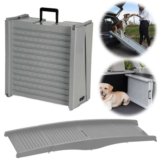 Folding Portable Pet Stair Ramp Non-Slip Rug Surface Extra Wide Dog Steps 59x15.8 Inch Pet Ramp Stairs for Large Dogs SUV Truck