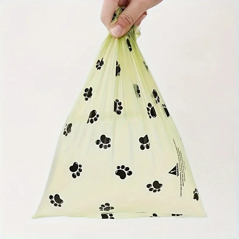 210pcs/14rolls Leak-Proof & Odor-Proof Thickened Pet Feces Bags with Paw Print Design - Easy Cleanup, Polyethylene Material