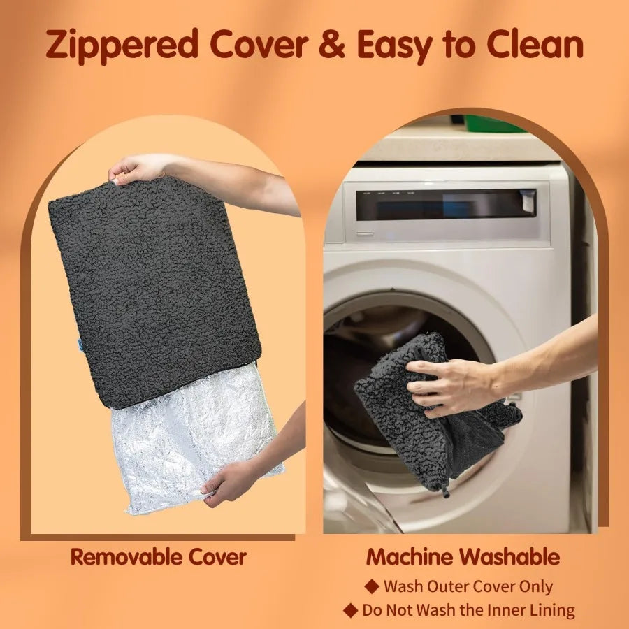 Self Warming Cat Bed Super Soft Thermal Dog Crate Bed Mat for Sleeping Washable Anti-Slip Self Heating Pet Kennel Pad for Small