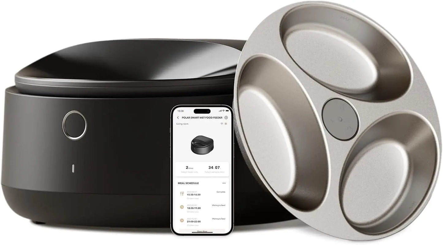 Automatic Cat Feeder Wet Food with Stainless Steel Bowl, Refrigerated Auto Cat Feeder with Semiconductor Cooling, Easy to Clean