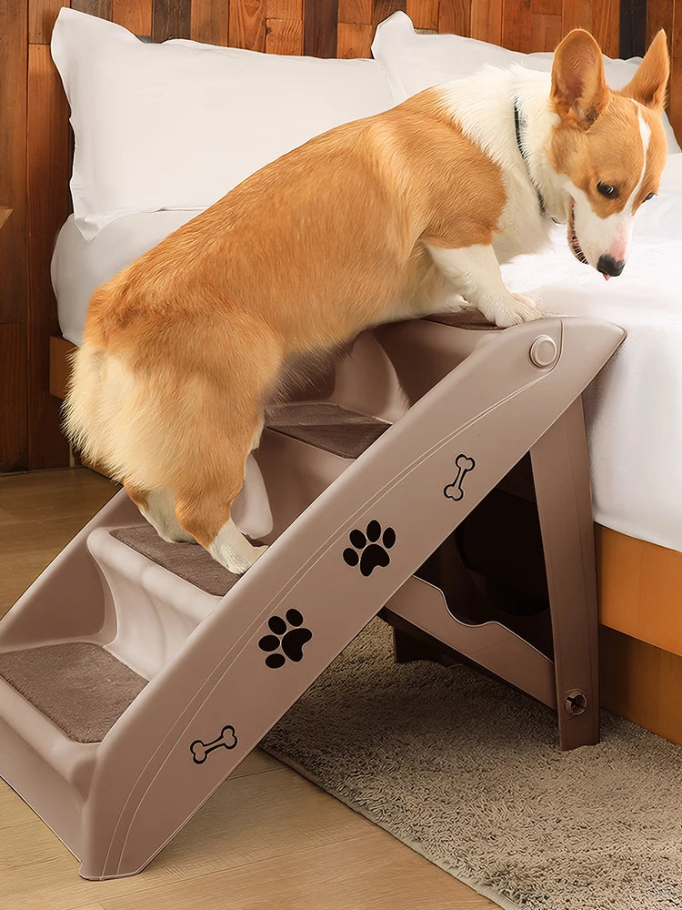 4-Step Pet Dog Stairs Foldable Indoor Pet Steps Non-Slip Dog Stairs Ramp Sofa Ladder Pet Furniture for High Bed Chair Couch Sofa