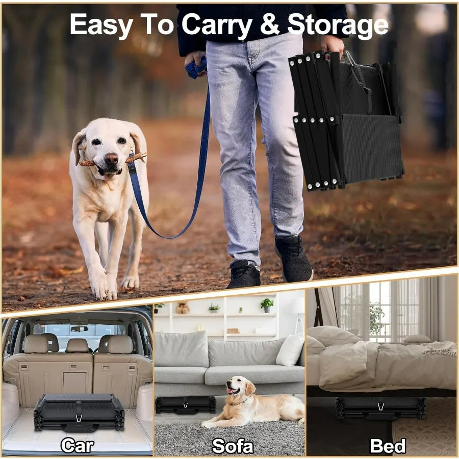 Extra Wide 5 Steps Dog Stairs for Large Dogs Foldable Dog Ramp for Car with NonSlip Surface Lightweight Dog Stairs for Cars Dog