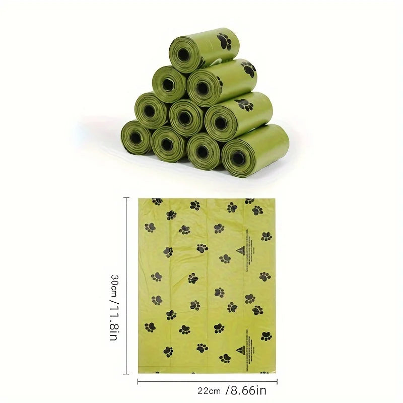210pcs/14rolls Leak-Proof & Odor-Proof Thickened Pet Feces Bags with Paw Print Design - Easy Cleanup, Polyethylene Material