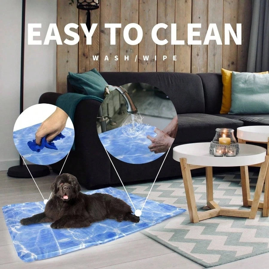 Cool Gel Dog Cooling Pad Pressure - Activated for Small Dogs 19 Inch Blue Comfort Relief Heat Dissipation