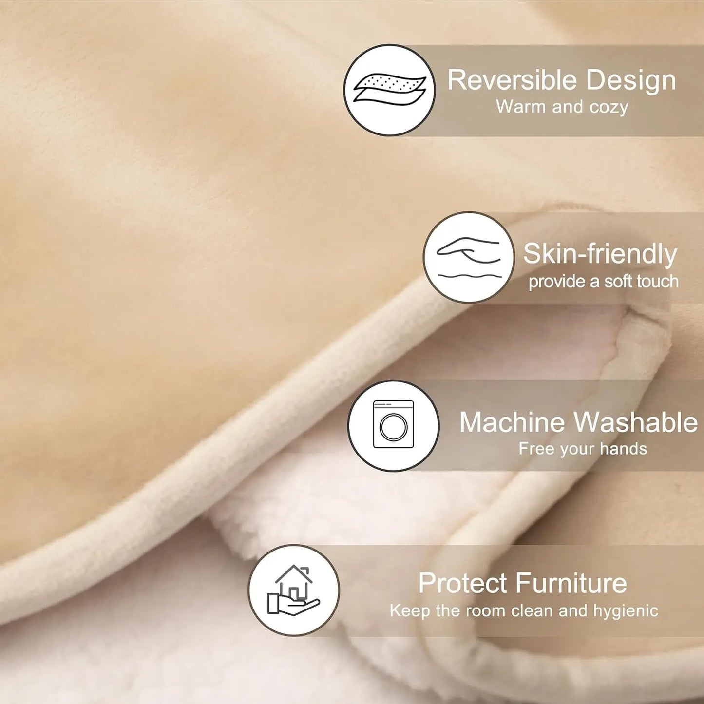 Waterproof Bed Blanket, Reversible Sherpa Fleece Throw Blanket For Dog Puppy Cat, Furniture Cover Protects Bed Couch Sofa From