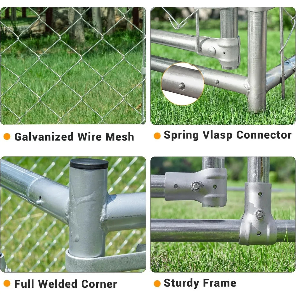 Very /Outdoor Dog Kennel Large With Roof, Dog Run Enclosure, Large Outside Heavy Duty Dog Pens House Pet Playpen With Galvanized