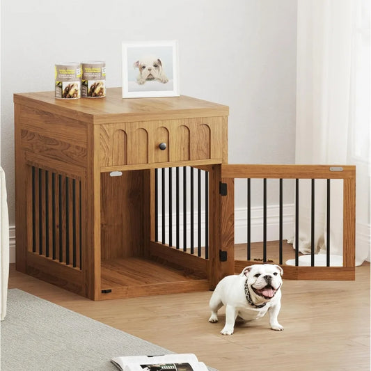 Dog Crate Furniture for Small Dogs, Wooden Dog Kennel with Drawer, Indoor Pet Crate End Table with 1.18-inch Tabletop, Decorativ