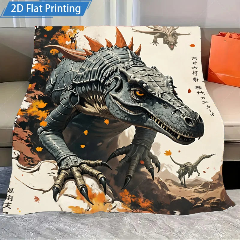 1pc Flannel Blanket Cute Cats & Mushrooms Print Blanket, Cozy Forest Theme Fleece Throw, Soft Home Decor