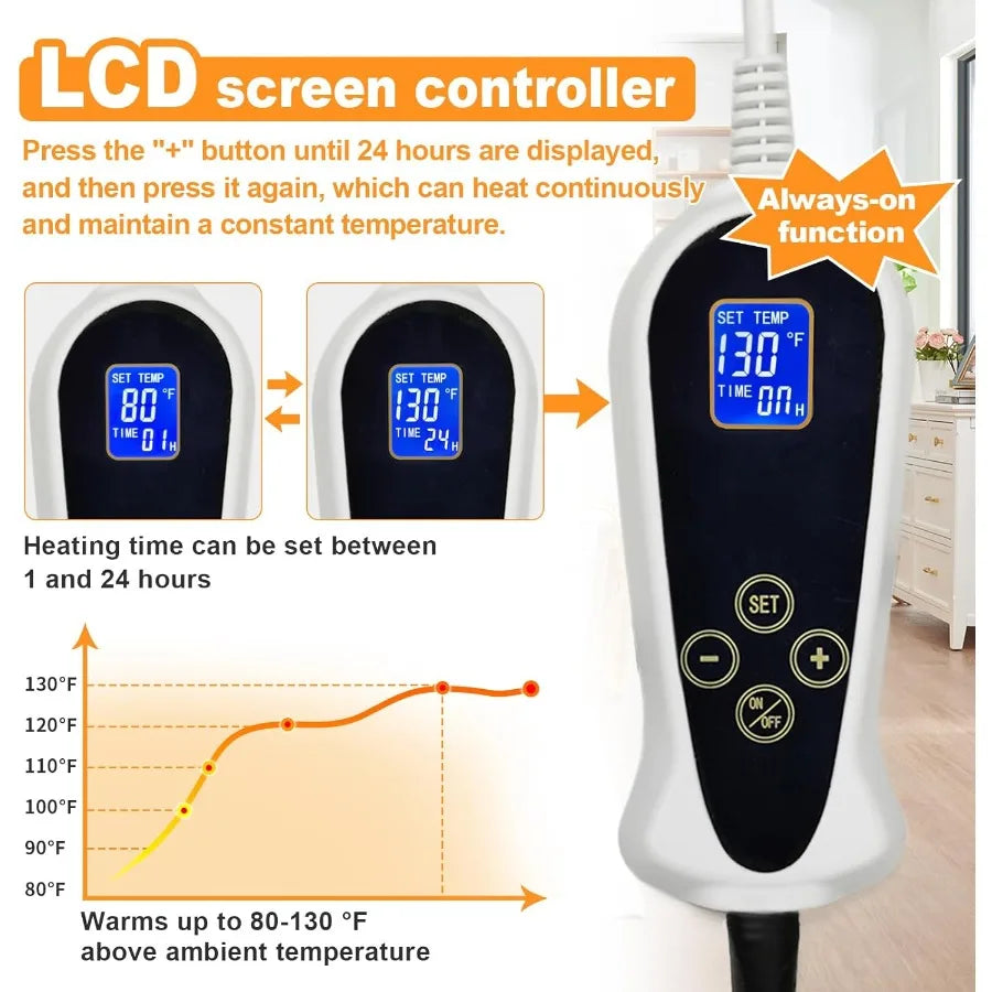 Extra Large Dog Heating Pad 47×30in Waterproof Heating Dog Bed with Smart Constant Temperature Control and Always On Function M