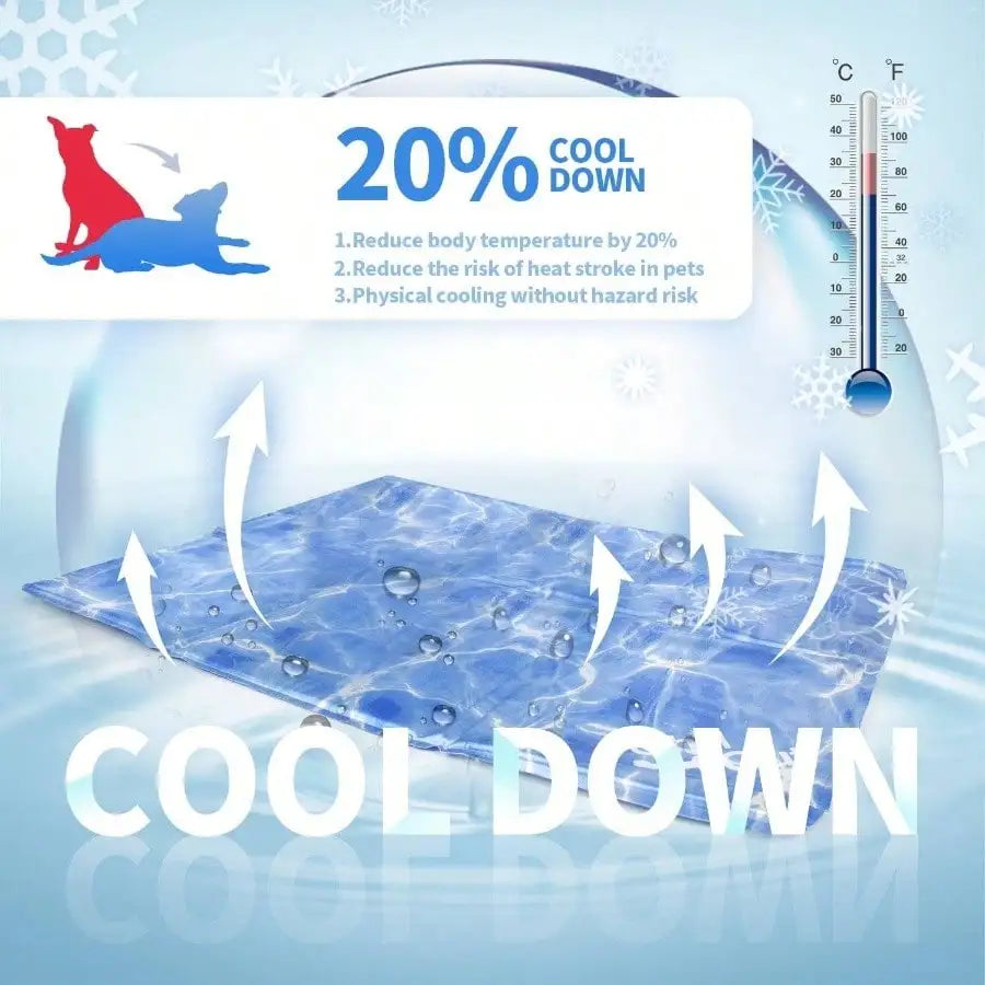 Cool Gel Dog Cooling Pad Pressure - Activated for Small Dogs 19 Inch Blue Comfort Relief Heat Dissipation