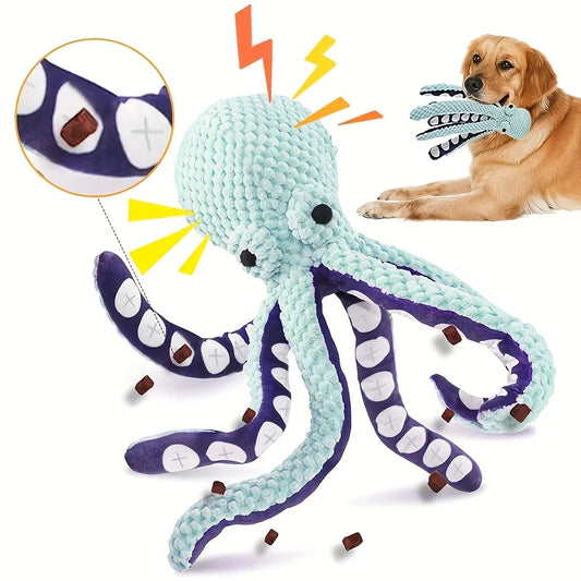 2pcs Octopus Shape Plush Dog Toy,Squeaky Pet Toys,Bite Resistant Teeth Cleaning Durable Chew Toy for Puppy Dogs