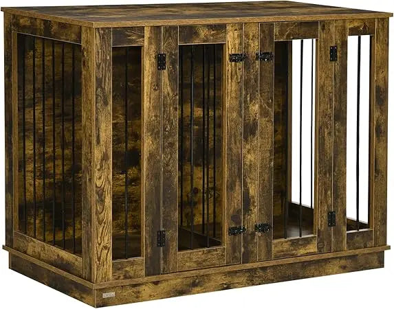 Very / Furniture Style Dog Crate With Removable Divider, Dog Crate Side End Table Indoor With Double Doors, For Small To L