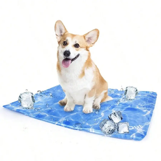 Cool Gel Dog Cooling Pad Pressure - Activated for Small Dogs 19 Inch Blue Comfort Relief Heat Dissipation