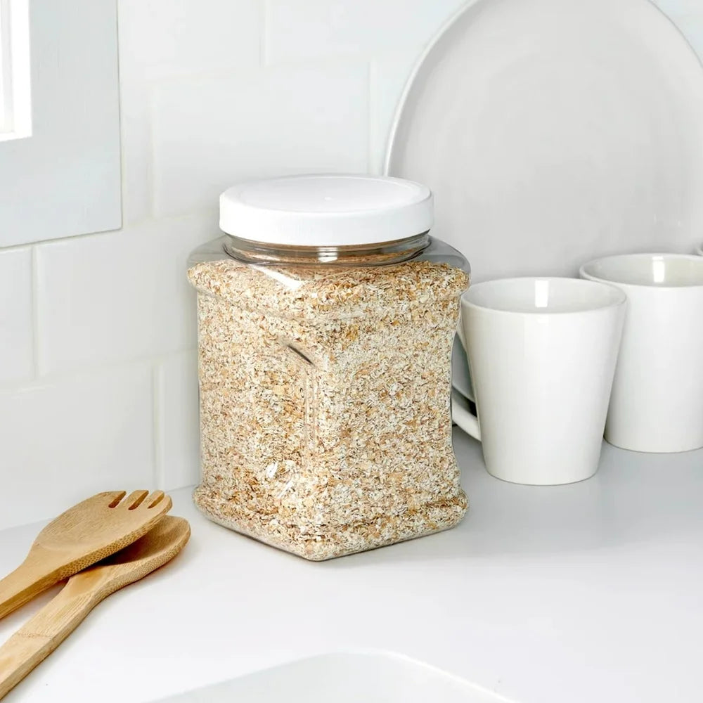 Portable Treat Canister 2 Quart Stackable Storage Pets Secure Screw-On Lid Compact Design Fresh Snacks