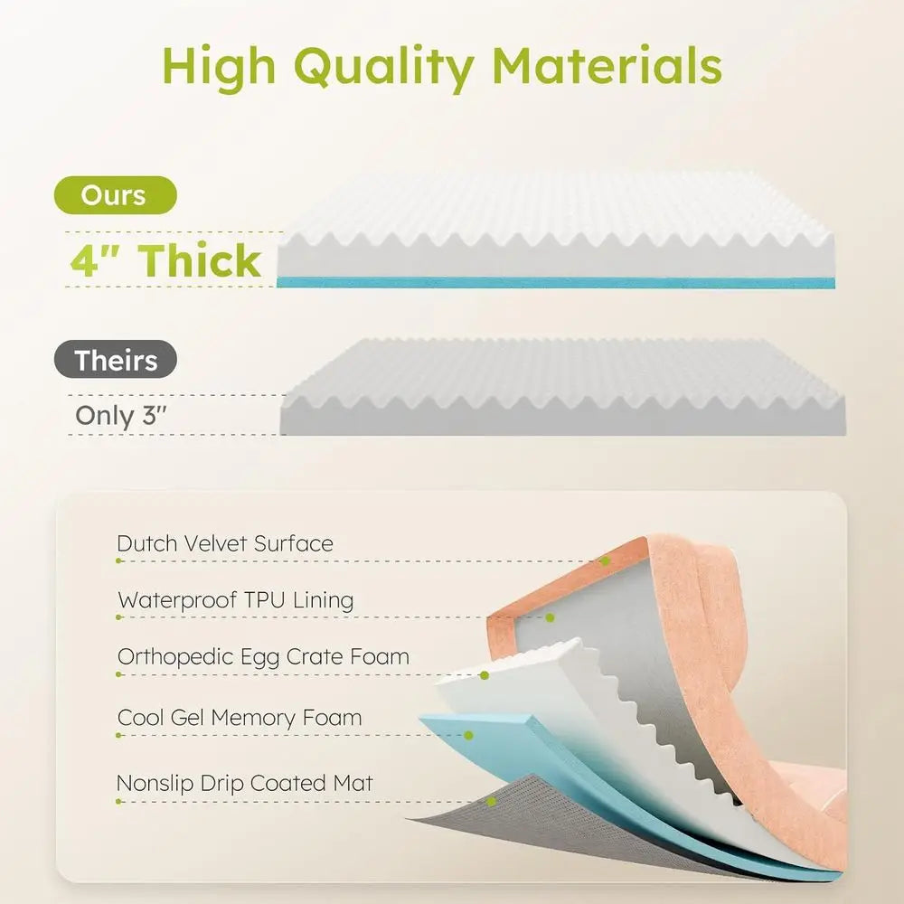 XL Orthopedic Cooling Gel Dog Bed with Waterproof Removable Cover, Peach Pink Sofa Couch, 42, Includes Bone Toy