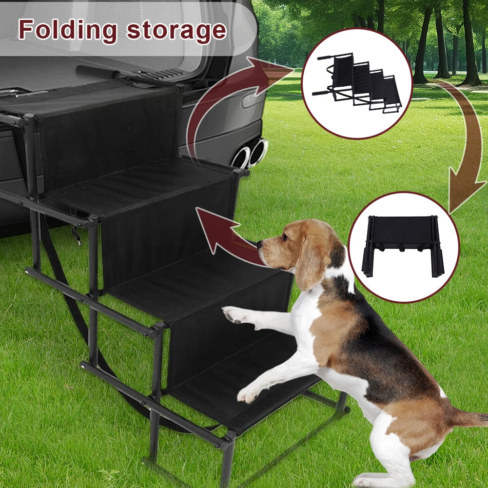 4 Steps Pet Ramp Auto Travel Ladder with Nonslip Surface Pet Ladder Lightweight Portable Dog Cat Ladder Folding Pet Stairs Ramp