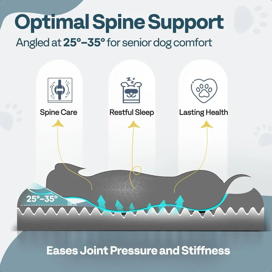 Large Orthopedic Dog Bed 44 Washable with Removable Cover Waterproof NonSlip Base YearRound Comfort with Cooling Warming DualLa