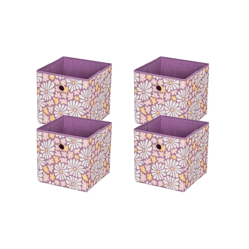 Whisker & Wag Cubes – Foldable Pet Toy Bins (Set of 4) Collapsible Fabric Storage Bins 4 Pack Square Bins Home Organization Durable Polyester Ideal Closet Bedroom Living Room Toy storage