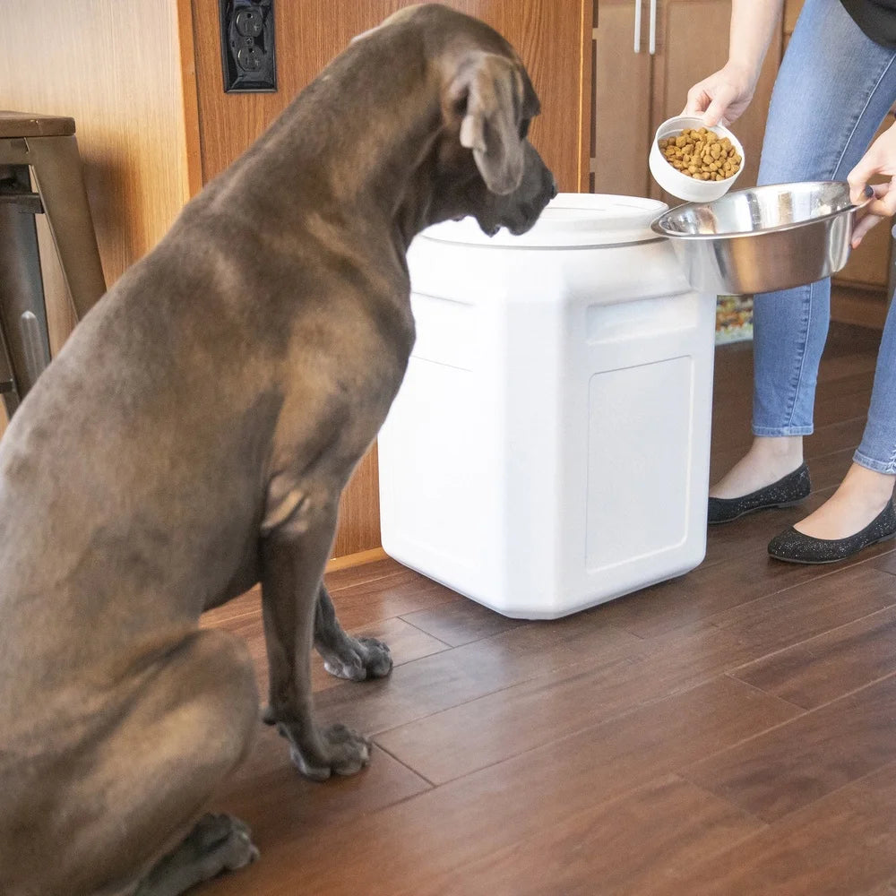 Airtight Pet Food Storage Container 50lb Heavy Duty Lockable Waterproof Dog Cat Food Bin Indoor Outdoor Use