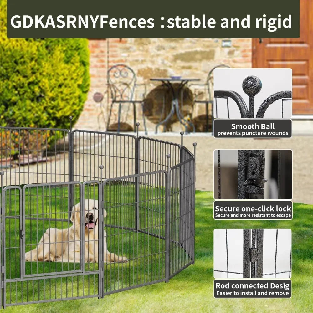 Dog Playpen,Height in Heavy Duty,Folding Indoor Outdoor Dog Exercise Fence, Portable Pet Playpen with Door for Large