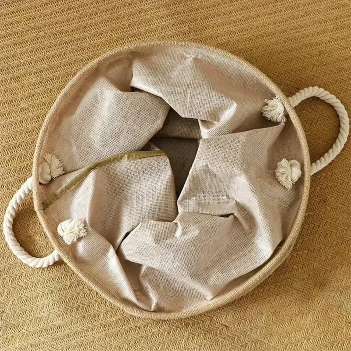 Tidy Tails Tote – Foldable Pet Storage Basket Foldable basket with handles, cotton linentoy storage basket