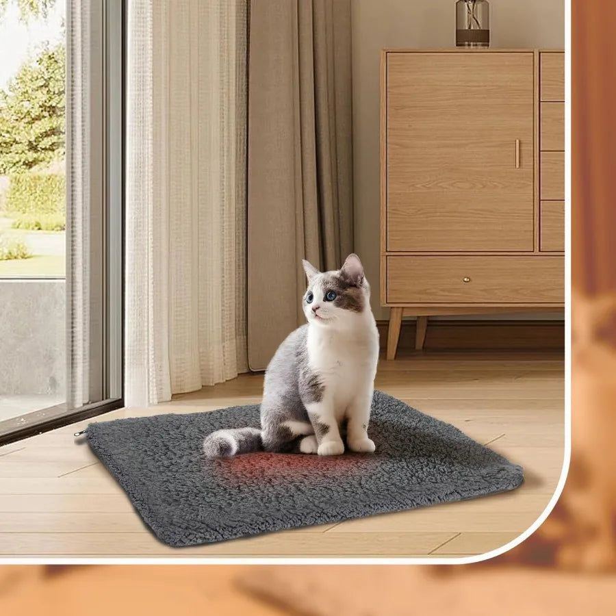 Self Warming Cat Bed Super Soft Thermal Dog Crate Bed Mat for Sleeping Washable Anti-Slip Self Heating Pet Kennel Pad for Small
