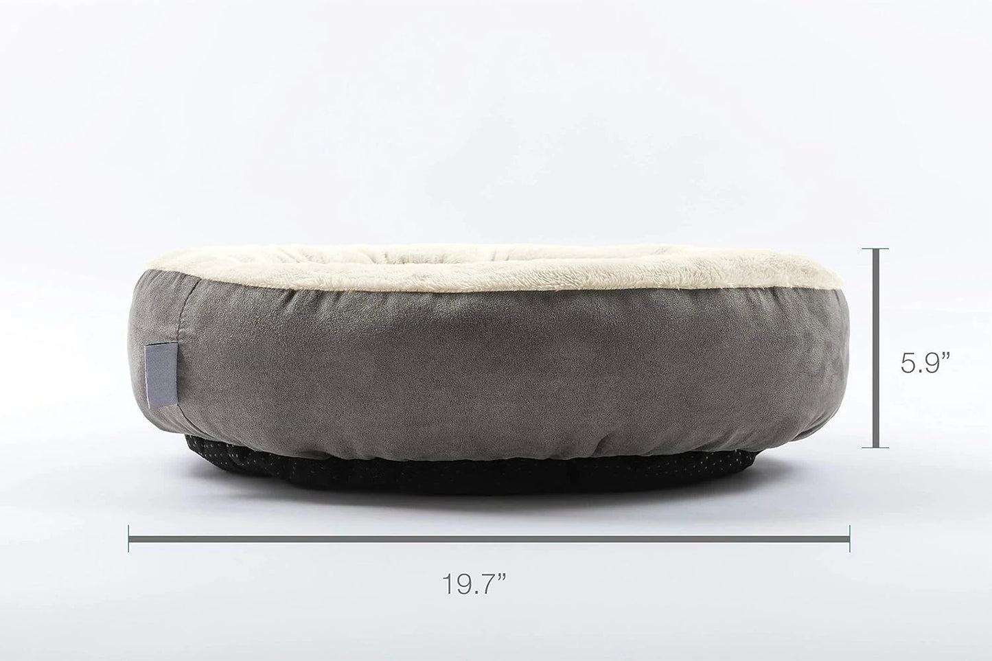 Round Dog Bed – 20 Inch Donut Shape Raised Rim – Polyester Fiberfill – Non-Slip Base – Machine Washable – For Small Dogs & Cats