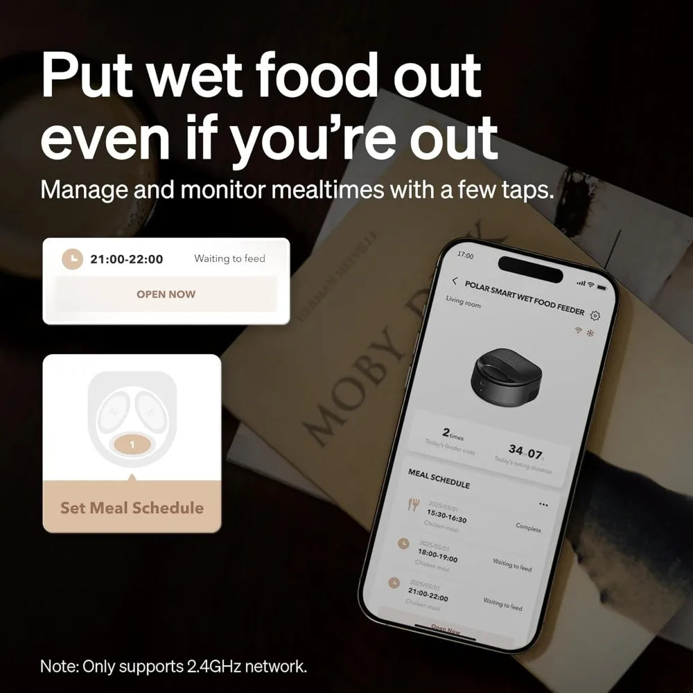 Automatic Cat Feeder Wet Food with Stainless Steel Bowl, Refrigerated Auto Cat Feeder with Semiconductor Cooling, 3 Fresh Meals