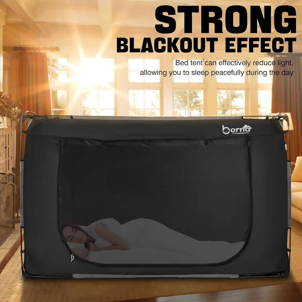 Borna Bed Tent Bed Canopy Twin Size, Portable Sleeping Tents Dream Tents Indoor for Kids and Adult, Breathable Privacy Space on