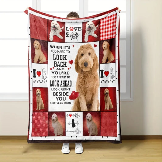 Charming Teddy Dog Print Blanket - Soft, All-Season Flannel Throw for Napping & Air Conditioning Comfort, Hypoallergenic