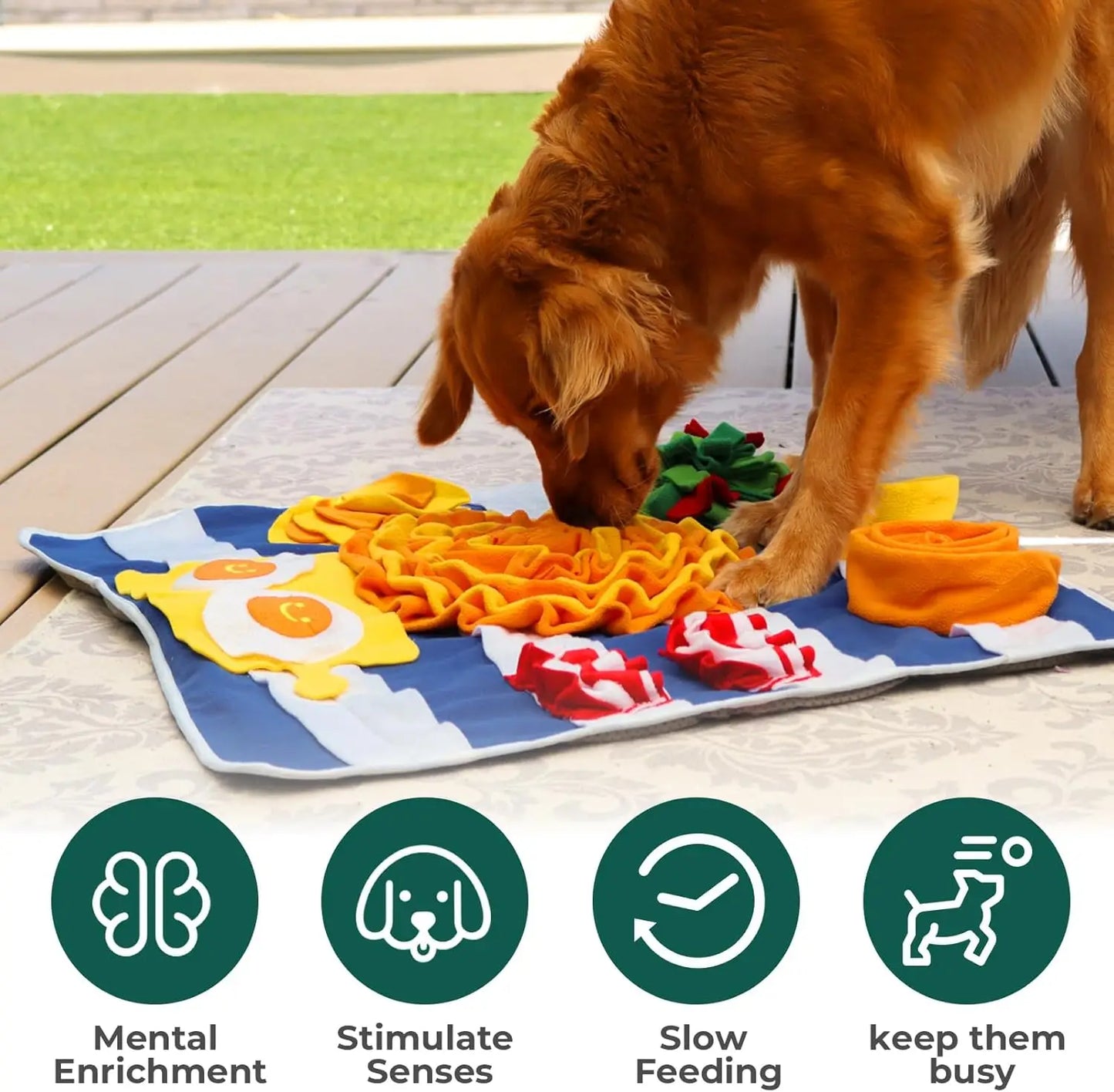 XXL Breakfast Snuffle Mat for Dogs - 27"x27" Extra Large Slow Feeder Mat, Mental Stimulation Puzzle Toy for All Dog Breeds