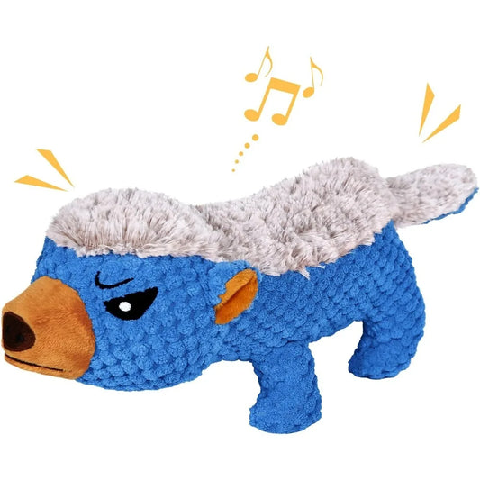 Dog Plush Toys for Aggressive Chewers, Indestructible Dog Squeaky Toys with Crinkle Paper, Durable Teething Chew Toys for Medium