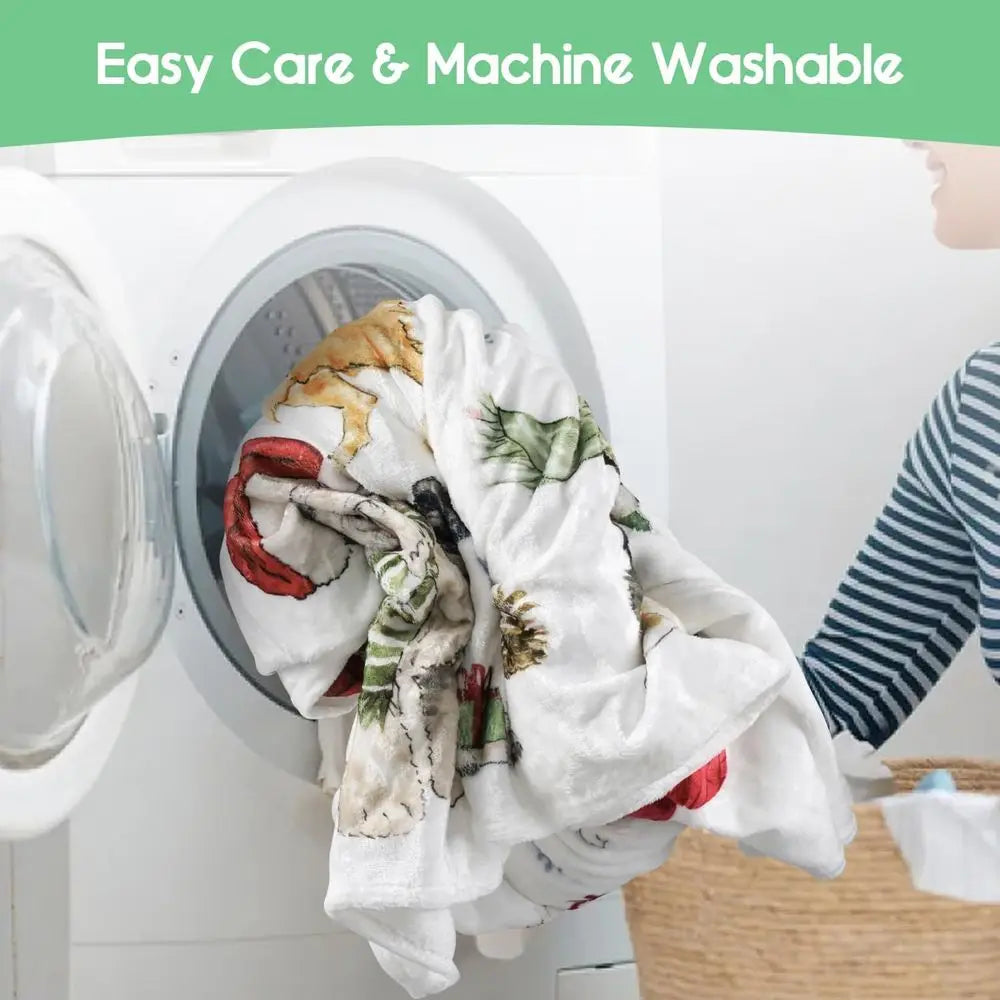 Cozy 60x50 Flannel Throw for Winter, Festive Dog Lover Blanket, Soft Fleece Couch Cover for Women, Home Living Room & Bedroom De