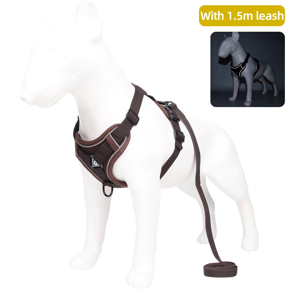 Dog Harness Cat Leashes Collar Bulldog Straps Small Medium Dog Puppy Harnesses Bichon Frise Vest Garlden Reflective Pet Supplies