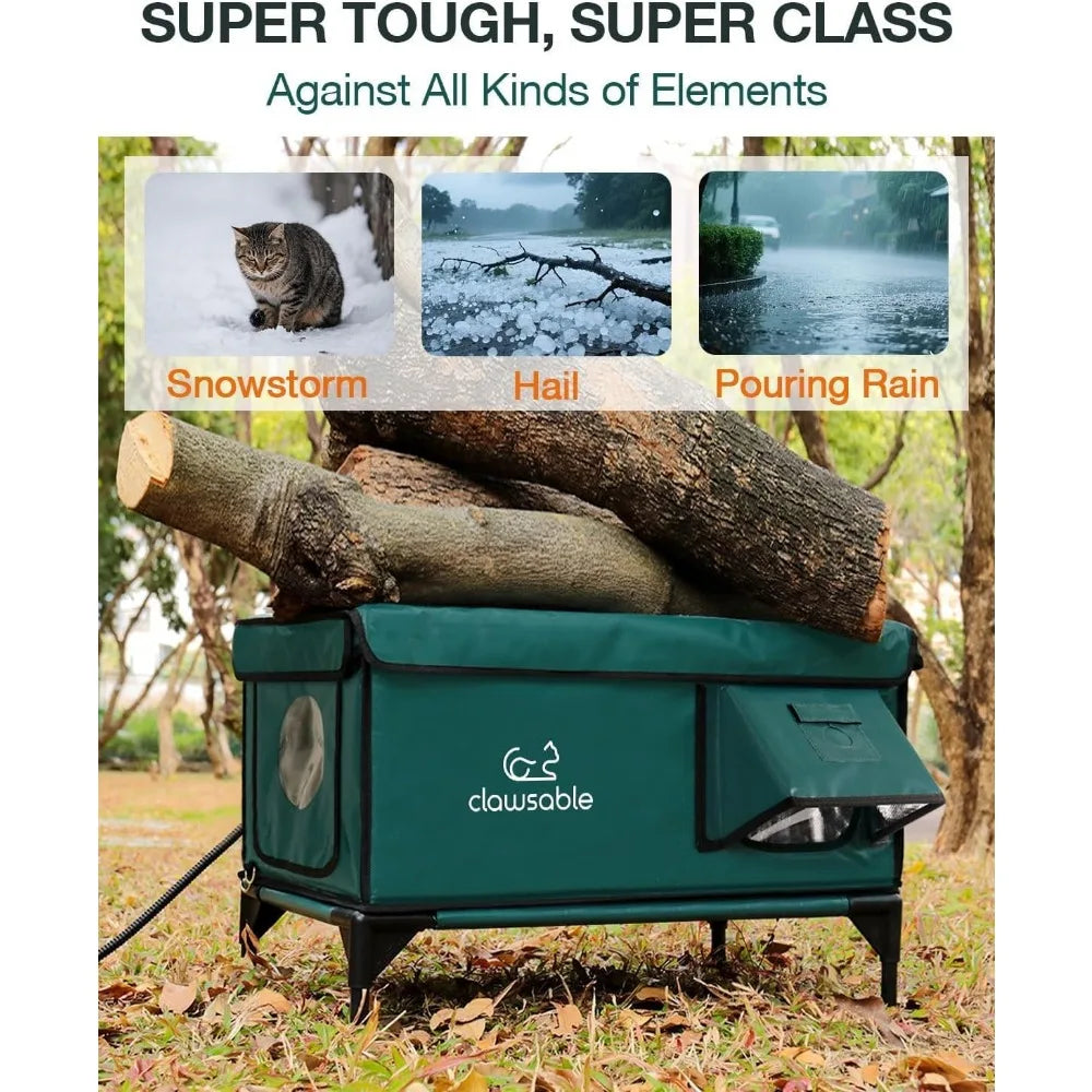 Outdoor Insulated Cat Shelter with Waterproof Design and Safe Escape Door for Winter Heating
