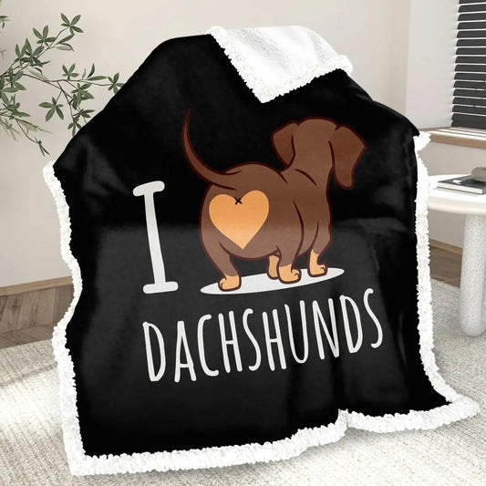Dachshund Sherpa Blanket 3D Printed Fleece Reversible Throw for Dog Lovers, Cozy 50x60 Inch Couch Bed Blanket